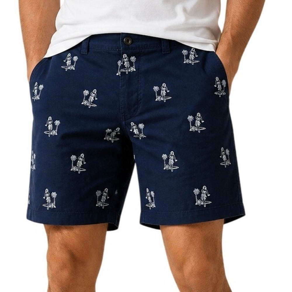 Tommy Bahama Navy Blue‎ Hula Girl Chino Shorts Men's 34